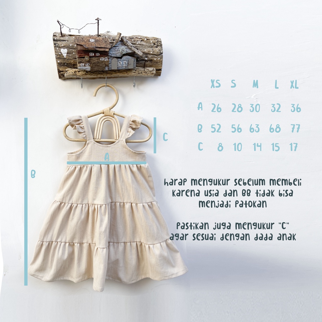 LILOU - Dress Anak Layer Tumpuk Linen Panjang