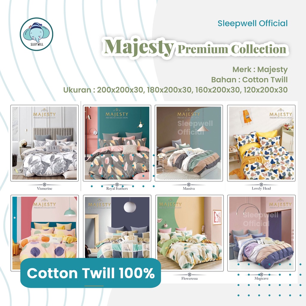 SPREI MAJESTY Premium 180X200 160X200  TINGGI 30 Aspire Ocean Big Leaf Cactus Land Comosa