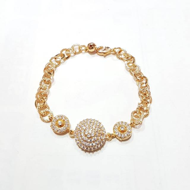 Gelang Zircon Premium Lapis emas tidak karatan dan anti alergi Bracelet Premium Quality 0293