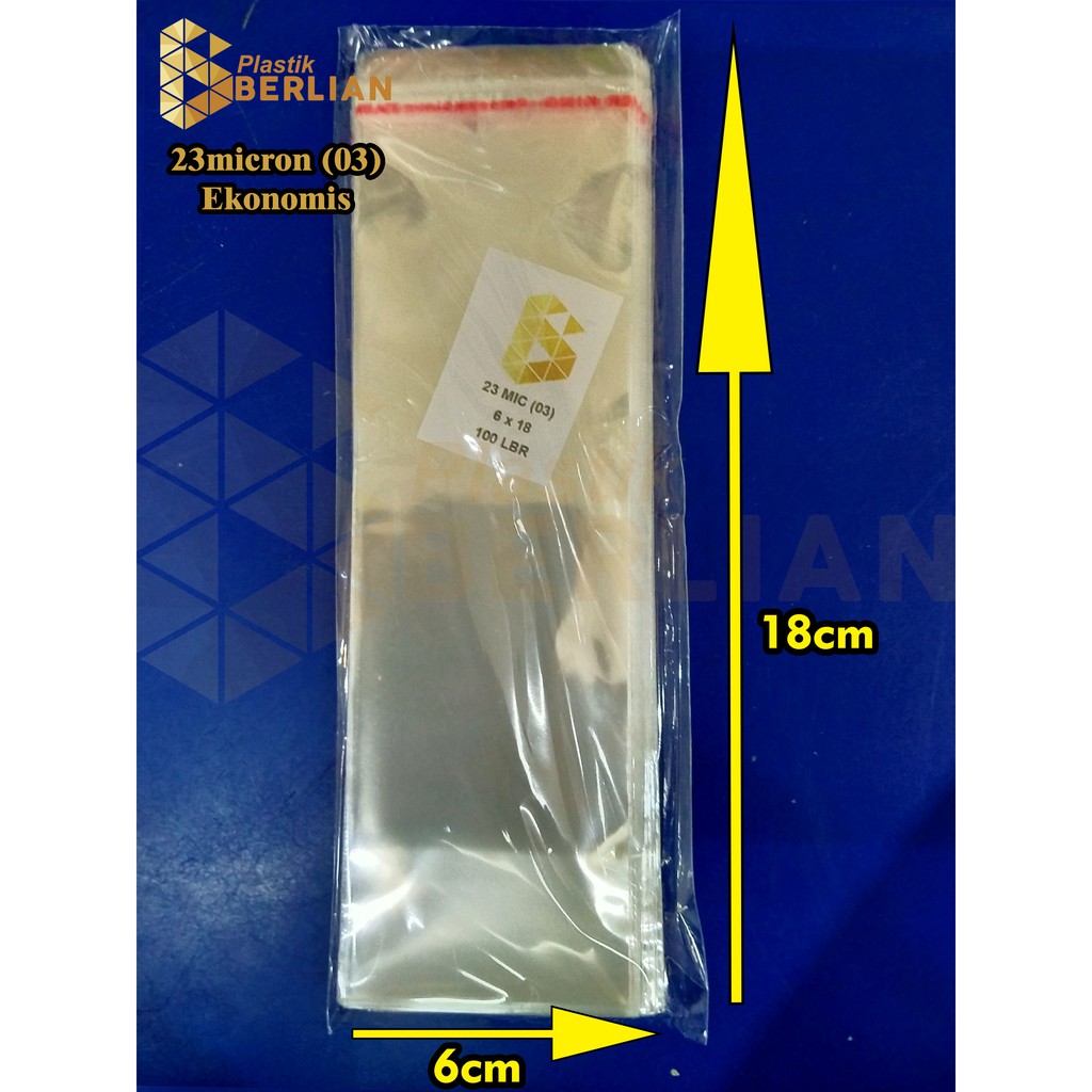 

6 x 18 cm Plastik OPP EKONOMIS 23micron (100 lbr) (lem/seal)