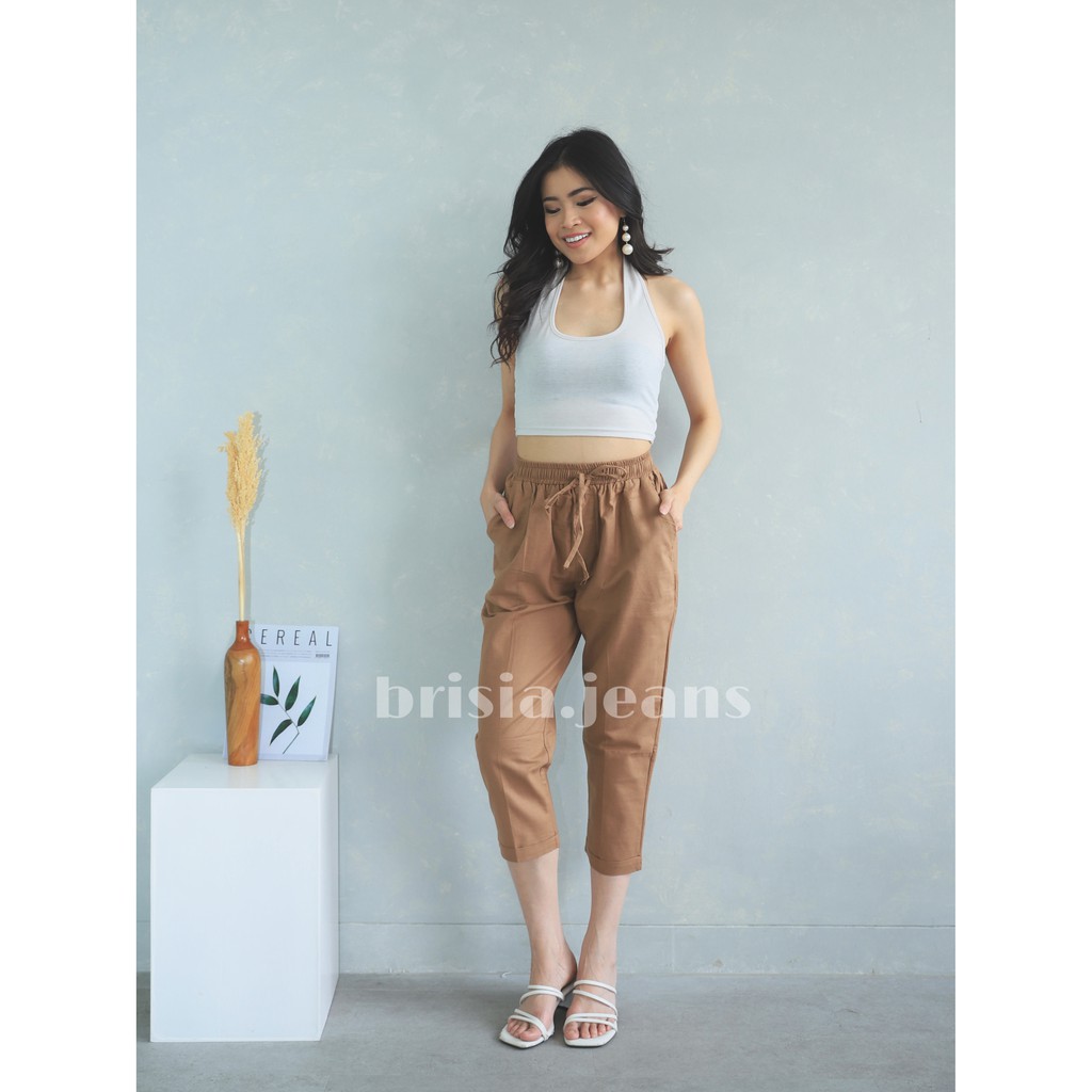 6 WARNA - MAUDY PANTS / Comfy Pants Celana Linen Santai Pinggang Karet