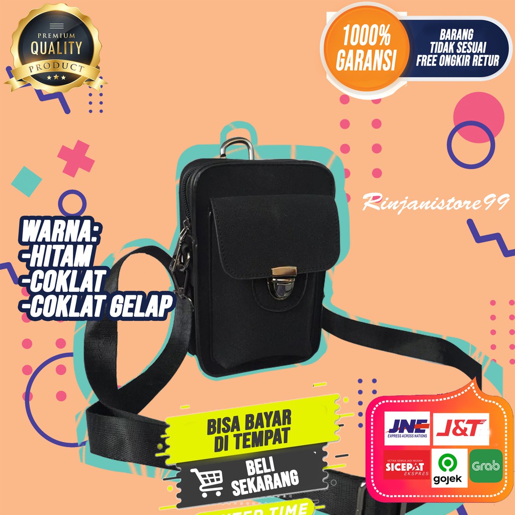 Tas Selempang Kulit Pria Sling Bag Premium Branded Tas Pinggang Hp Original Asli Import F132