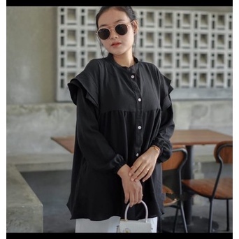 Tq88indonesia Fashion Blouse Kancing Wanita Terbaru / Nelwana Blouse CRINCLE / Blus Cewek / Baju Atasan Wanita Kekinian / Ootd / Baju Santai Wanita / Baju  Rempel polos Wanita