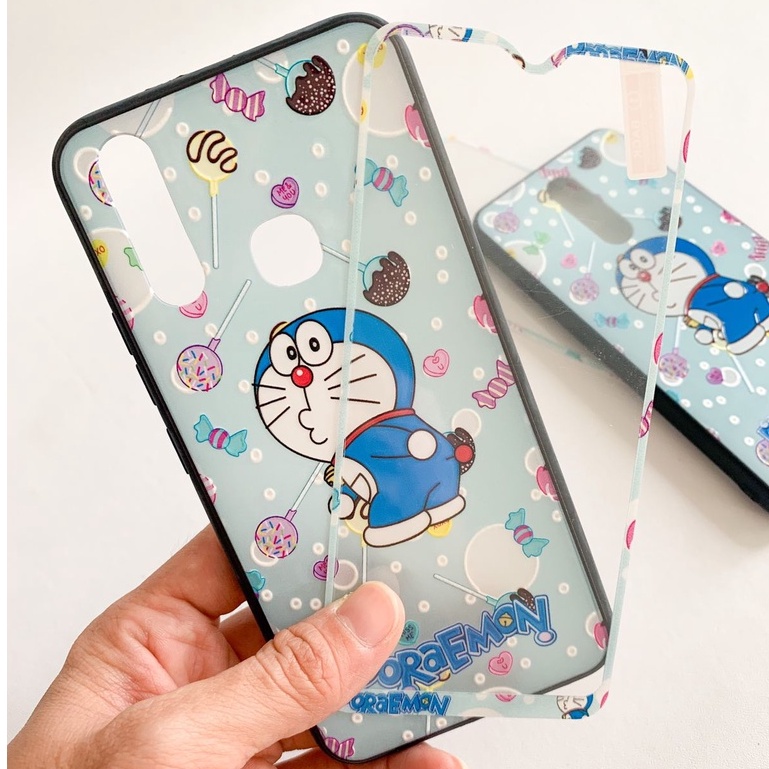 Softcase + Tempered Glass  case Casing Senada motif karakter Oppo A31/Neo 5 A3S/C1 A5S/A7/A12/A11K/Realme 2 pro/U1/U2 5/5i/5S/C3 7i/C17 C11 C12 C15 Samsug J2 Prime  Vivo Y11/Y12/Y15/Y17 Y30/Y30i/Y50 Y91C Xiaomi Redmi 8A 9/Prime 9C Note 9 pro HCTG 30