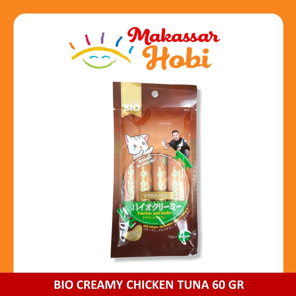 Bio Creamy 60gr Cat Treats Snack Cemilan Kucing Adult Kitten Meo Me-O Rasa Chicken with Tuna Salmon Scallop Scallops Makanan Basah Camilan Wet Cat Food Catfood Murah Treat