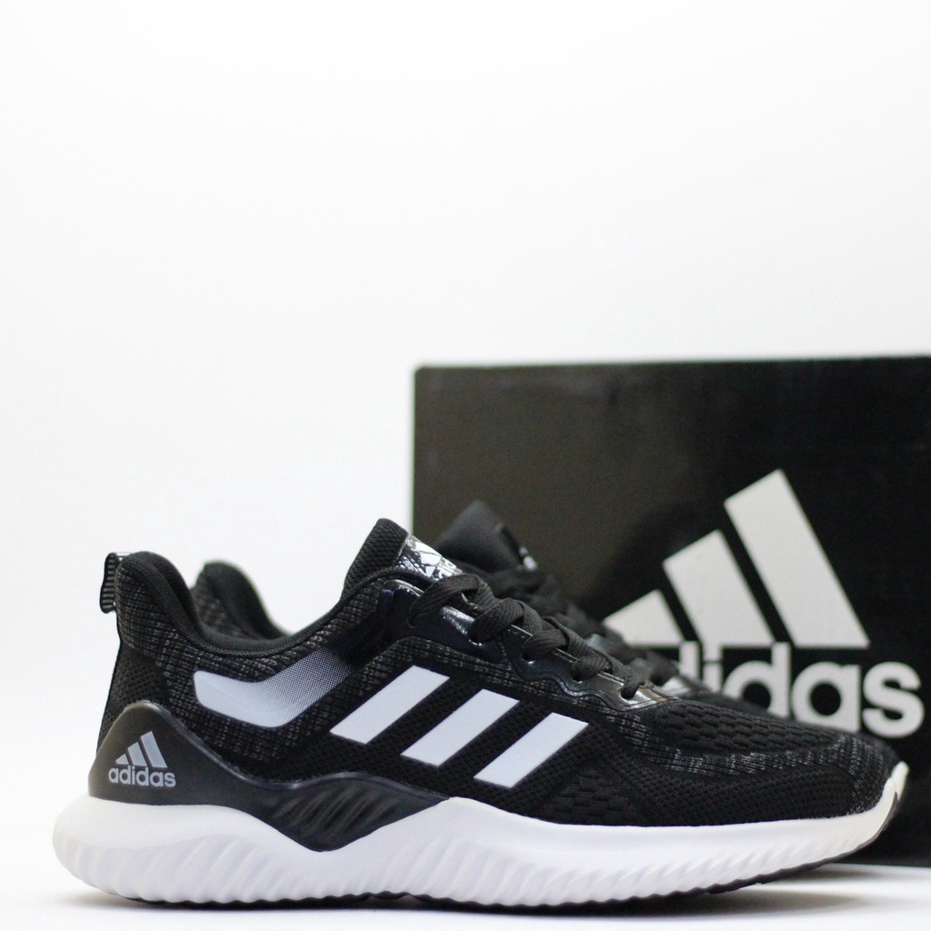SEPATU ADIDAS ALPHABOUNCE SPORT SIZE 39-44 AD051 IMPORT PREMIUM MADE IN VIETNAM-HITAM-PUTIH