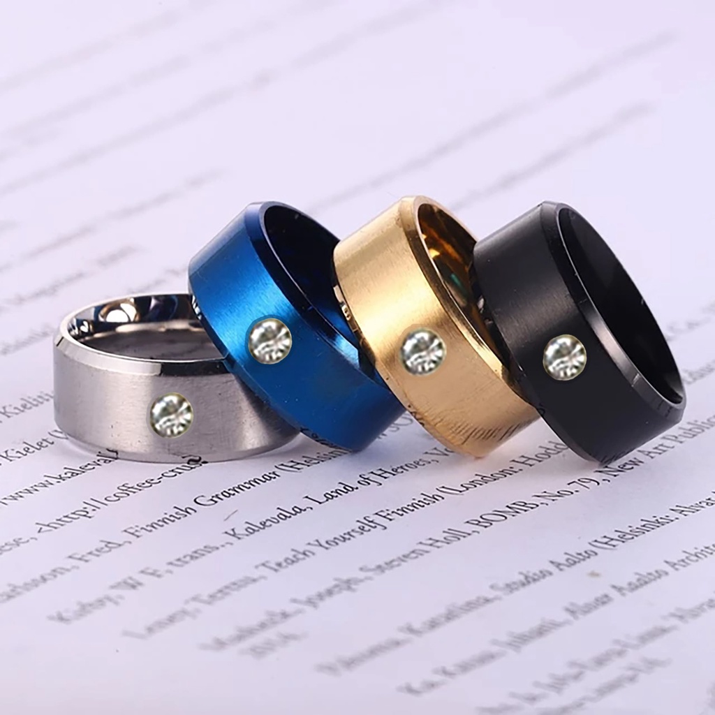 Cincin titanium/couple/tunangan permata satu
