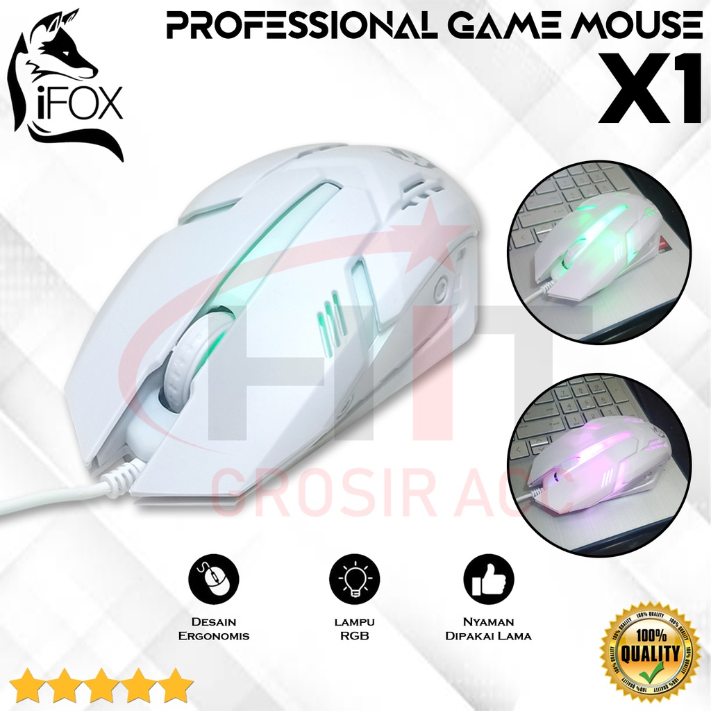 Mouse Kabel Gaming X1 IFOX LED Cable Mouse Game RGB Colorful 7 LED