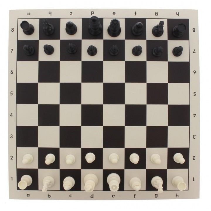 Travel Chess Set - Roll Up Chess Board Set In Carry Tube With Strap MIDDLE Size 43 x 8cm