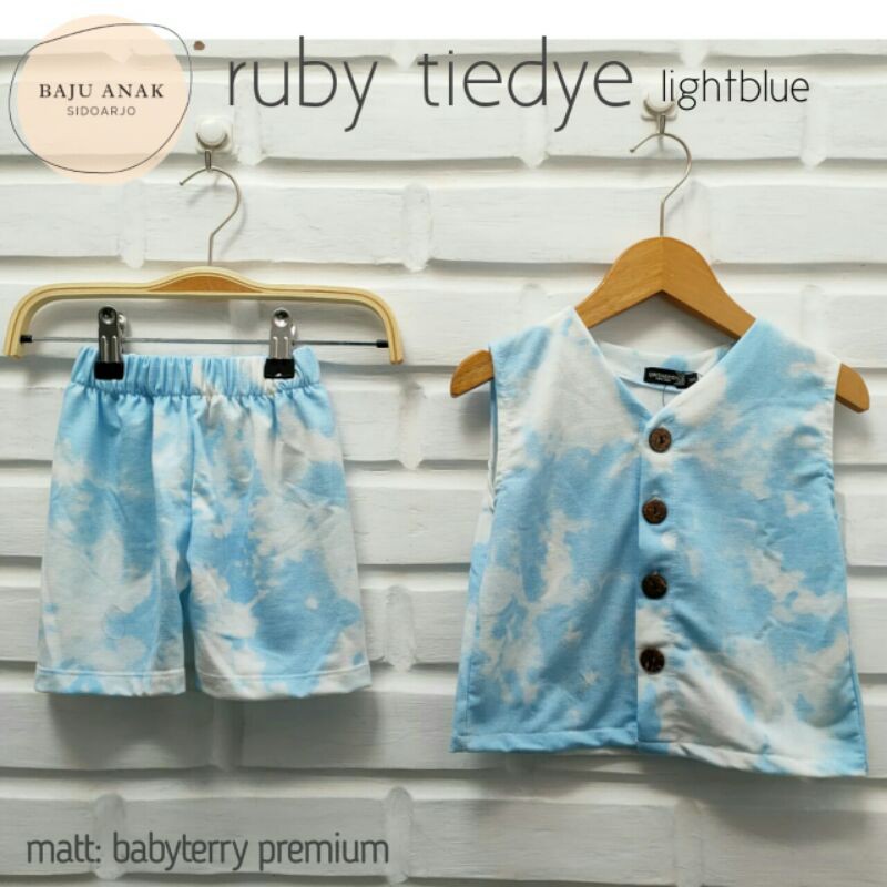 RUBY SET - Baju Setelan Anak Laki Laki Perempuan Cewek Cowok Kutung Retro Button by QINTHA KIDS