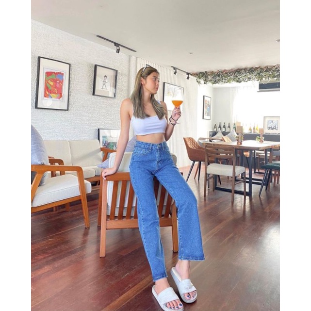 (27-34) MEDIUM BLUE HW LOOSE JEANS / CELANA HIGHWAIST LOOSE JEANS / CELANA HW LOOSE JEANS WANITA CEWEK