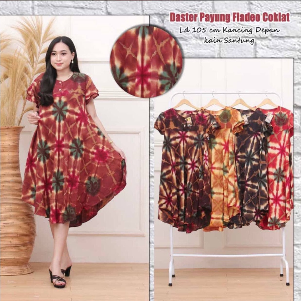 Daster Payung Busui Kekinian LD 110 Dress Payung Lengan Pendek Daster Klok  Payung Rayon Santung Grosir