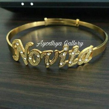 Gelang Nama Bangle Permata+Grafir Uk.Standar Free Krincingan