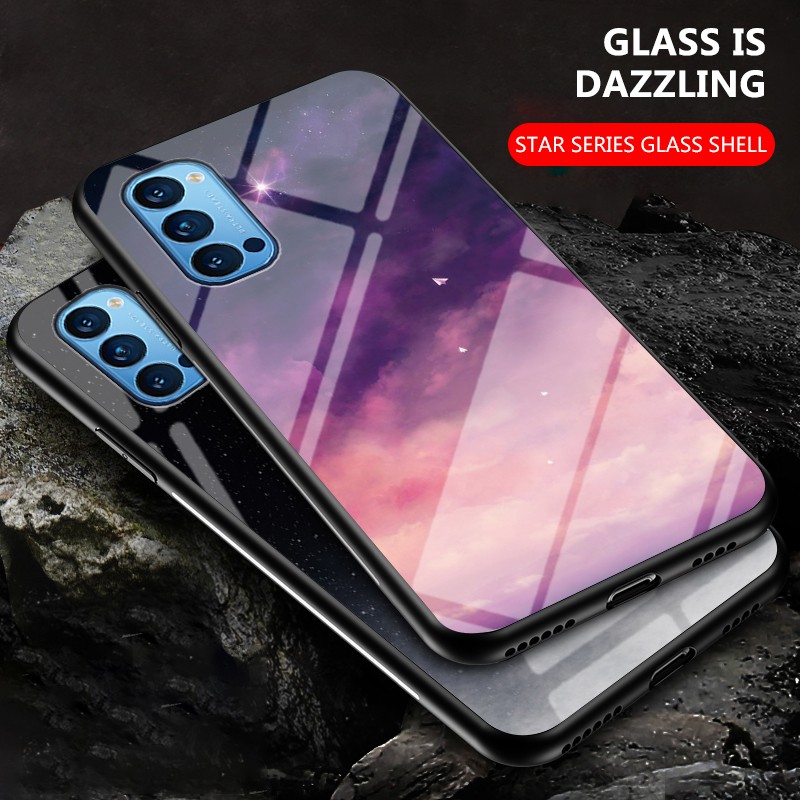 Starry Sky Case For Oppo Reno 4 A92 A52 A72 A92s A12 Reno 4 Pro A9 2020 Tempered Glass Hard Case Marble Cover Shopee Indonesia