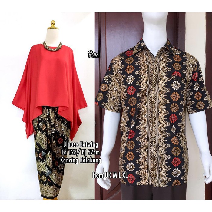 Setelan Couple Kebaya Batwing / Kalong JUMBO Merah dan Lainnya