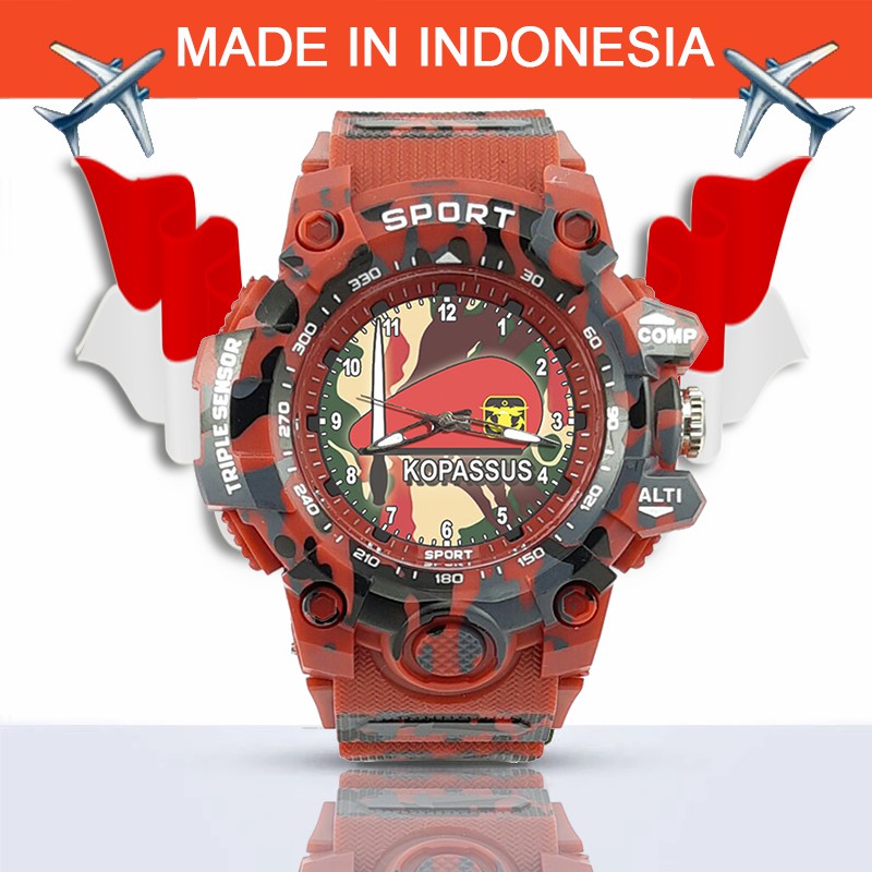 {Istimewa} Jam Tangan KOPASUS (TNI) -Merah Army Water Resistant