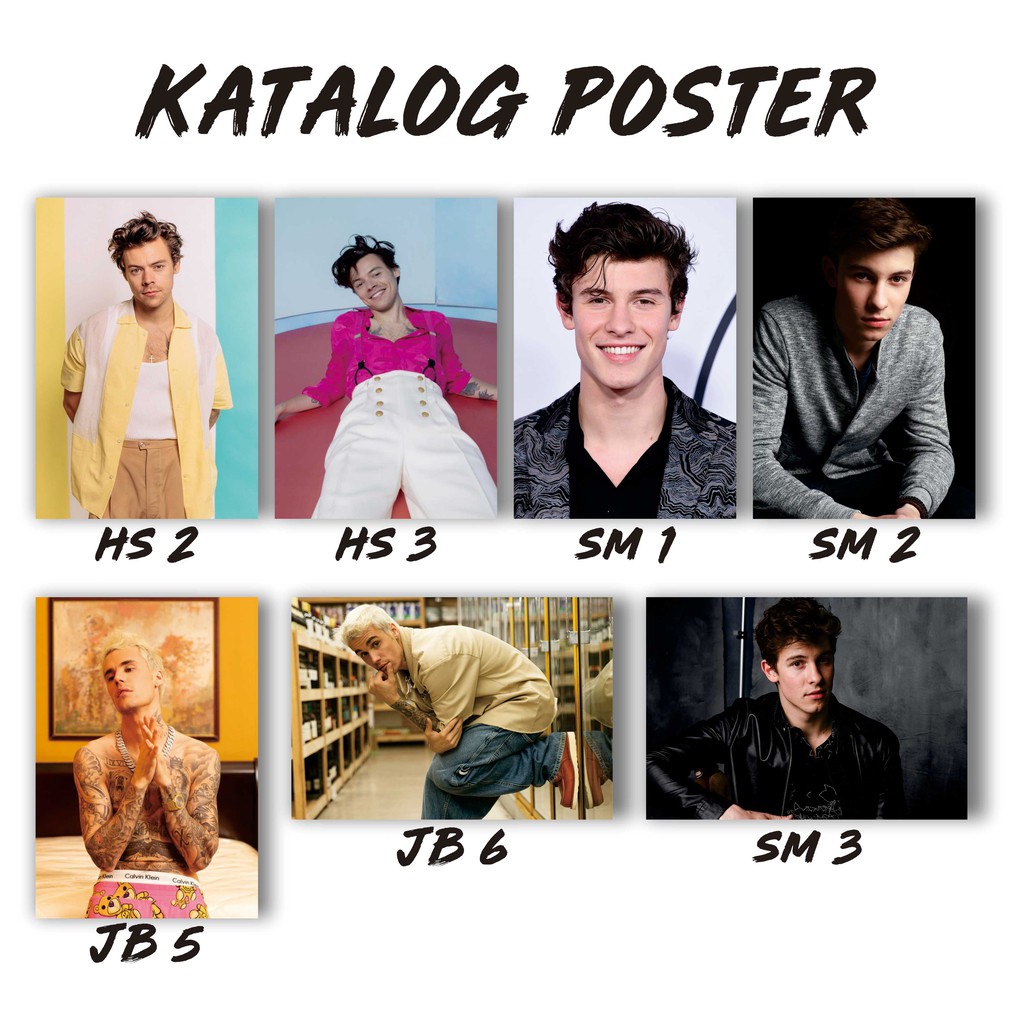 Poster Penyanyi Western Justin Bieber Ariana Grande Taylor Swift Shawn Mendes Camila Cabello Harry Shopee Indonesia