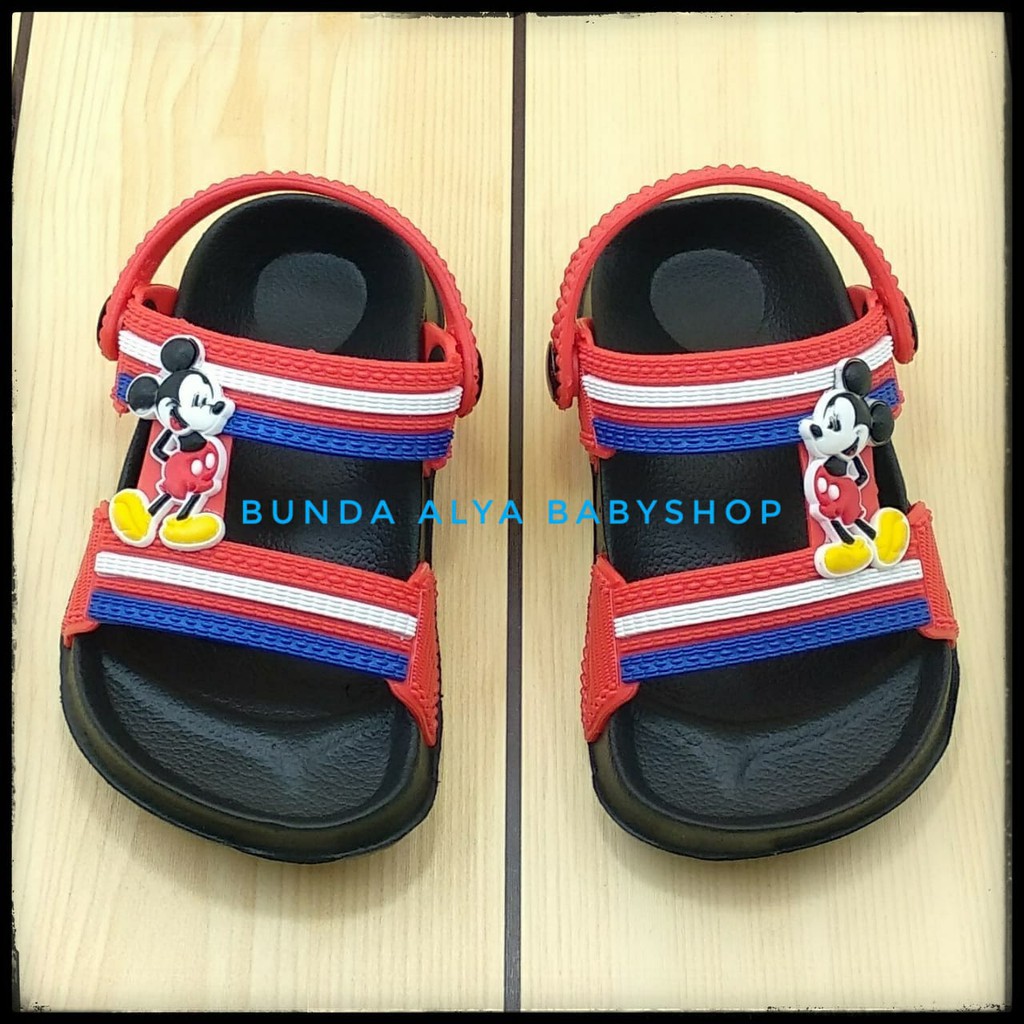 Sendal Anak Laki Laki Mickey 6 Bulan 1 2 Tahun Alas Karet MERAH Anti Licin - Sepatu Sandal Anak Cowok Karet Anti Slip Size 20 - 25