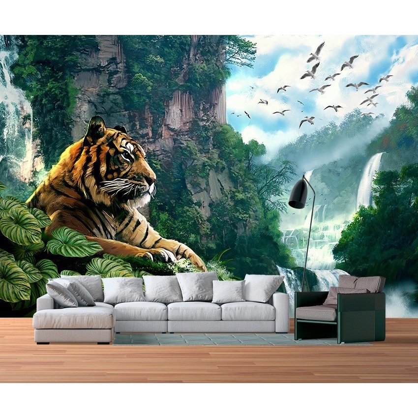 PHOTOWALL MURAL WALLPAPER MURAL MOTIF HARIMAU TROPICAL 3D