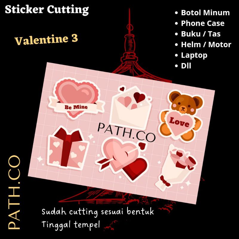 

Sticker Aesthetic Valentine Day 3 Stiker Super Kawaii for Helm Laptop Tas Phone Case HP