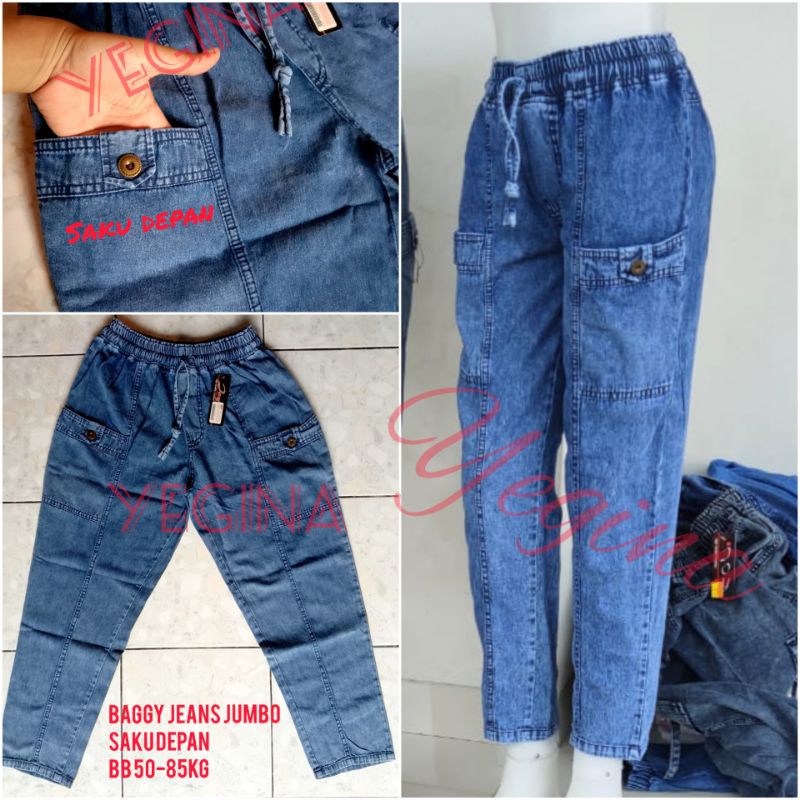 CELANA BAGGY(BB 50-110 kg)JEANS SNOW JUMBO XXXXL WANITA JAMINAN REALPIC BISA COD