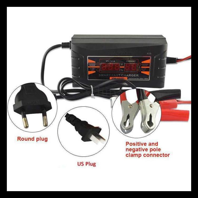 Charger Aki Motor Mobil 12V/6A Cas Accu Upto 100Ah Smart Otomatis Terjamin