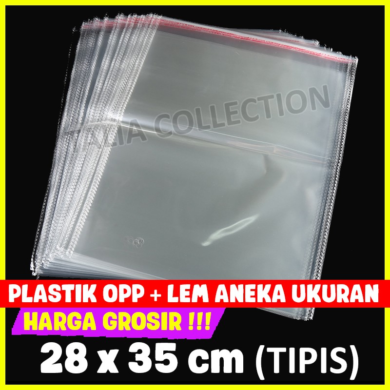 

Plastik OPP Lem 28x35 TIPIS Plastik Baju OPP Lem aneka ukuran