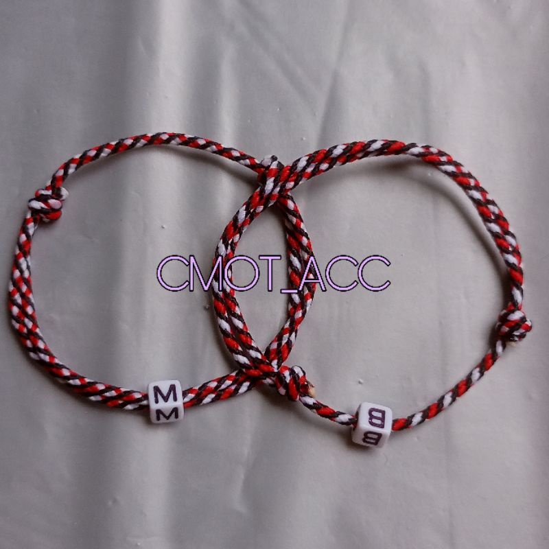 GELANG INISIAL TRIDATU HURUF DADU WHITE ONLY