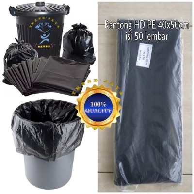 Plastik Sampah Hitam Uk 40x50 Isi 50 Pcs / Kantong Sampah / Plastik Karung