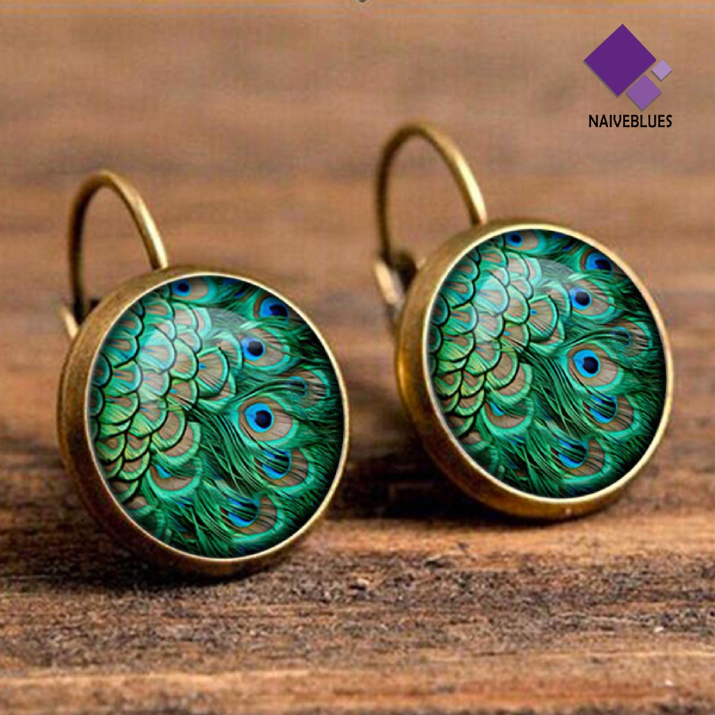 1 Pasang Anting Kaca Cabochon 2 Warna Untuk Hadiah