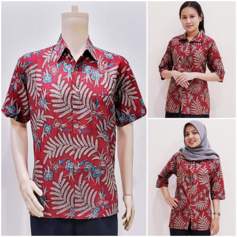 Batik Cauple /Sarimbit Blus (Atasan) Athira Merah