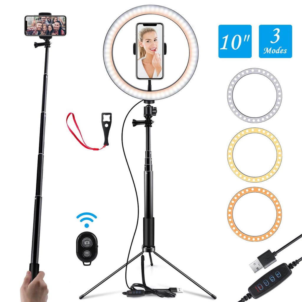 RING LIGHT LED SET 26CM MURAH RING LIGHT + TONGSIS + PHONE HOLDER + TRIPOD + CONTROLLER BLUETOOTH