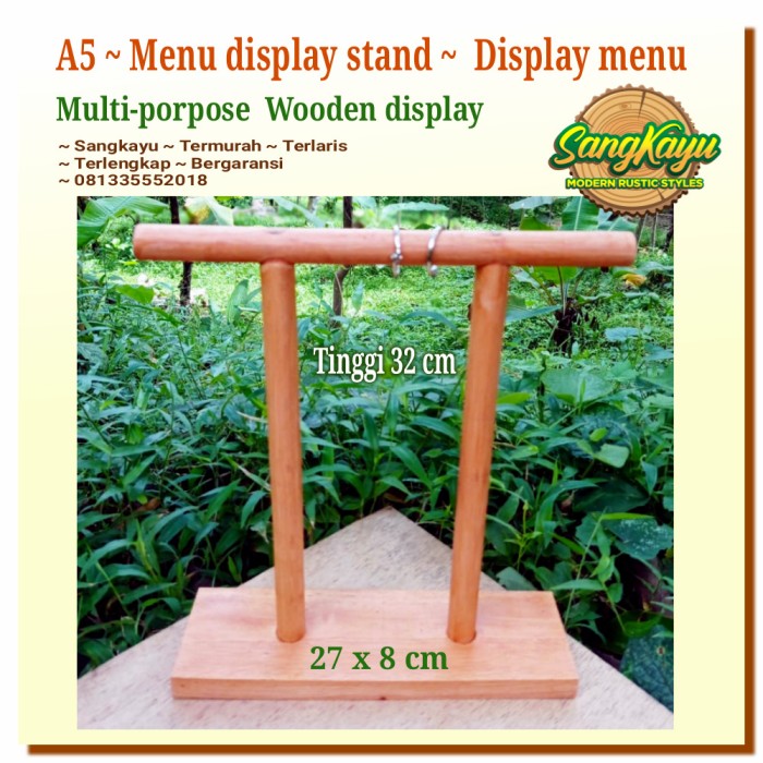 Menu display stand menu A5 tempat display menu kayu table menu