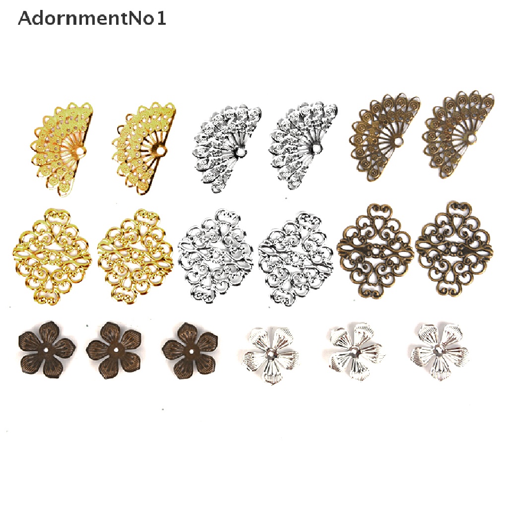 (AdornmentNo1) 100pcs / Set Hiasan Bunga Filigree Bahan Metal Untuk Kerajinan Perhiasan DIY