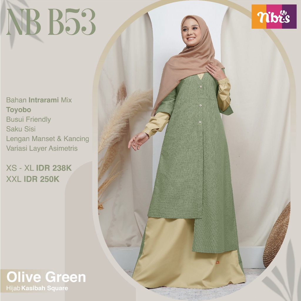 NIBRAS GAMIS REGULER NB B53 Bahan Intrarami Mix Toyobo Gamis Reguler Model Terbaru