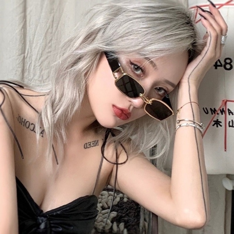 （YUZHU）COD Kacamata Hitam Korean Ulzzang Gaya Wanita Rectangle Shades Retro KACA MATA Sunglasses