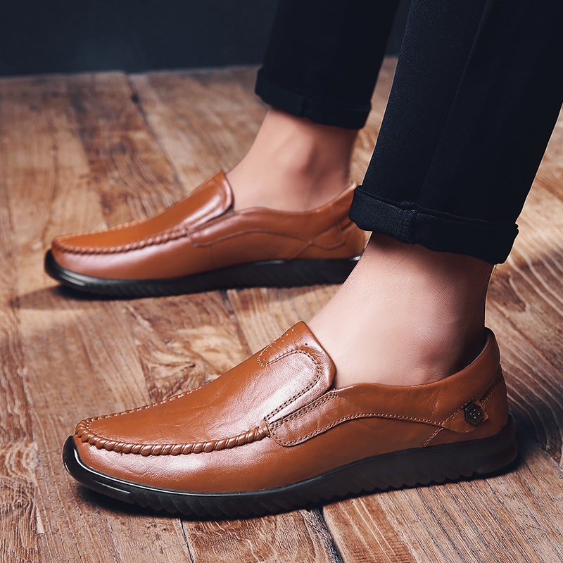 COD - 100% ASLI KULIT Sepatu Pria Casual Slip On - Sepatu Kantor Pria Santai Fashion Original Keren Kekinian 063