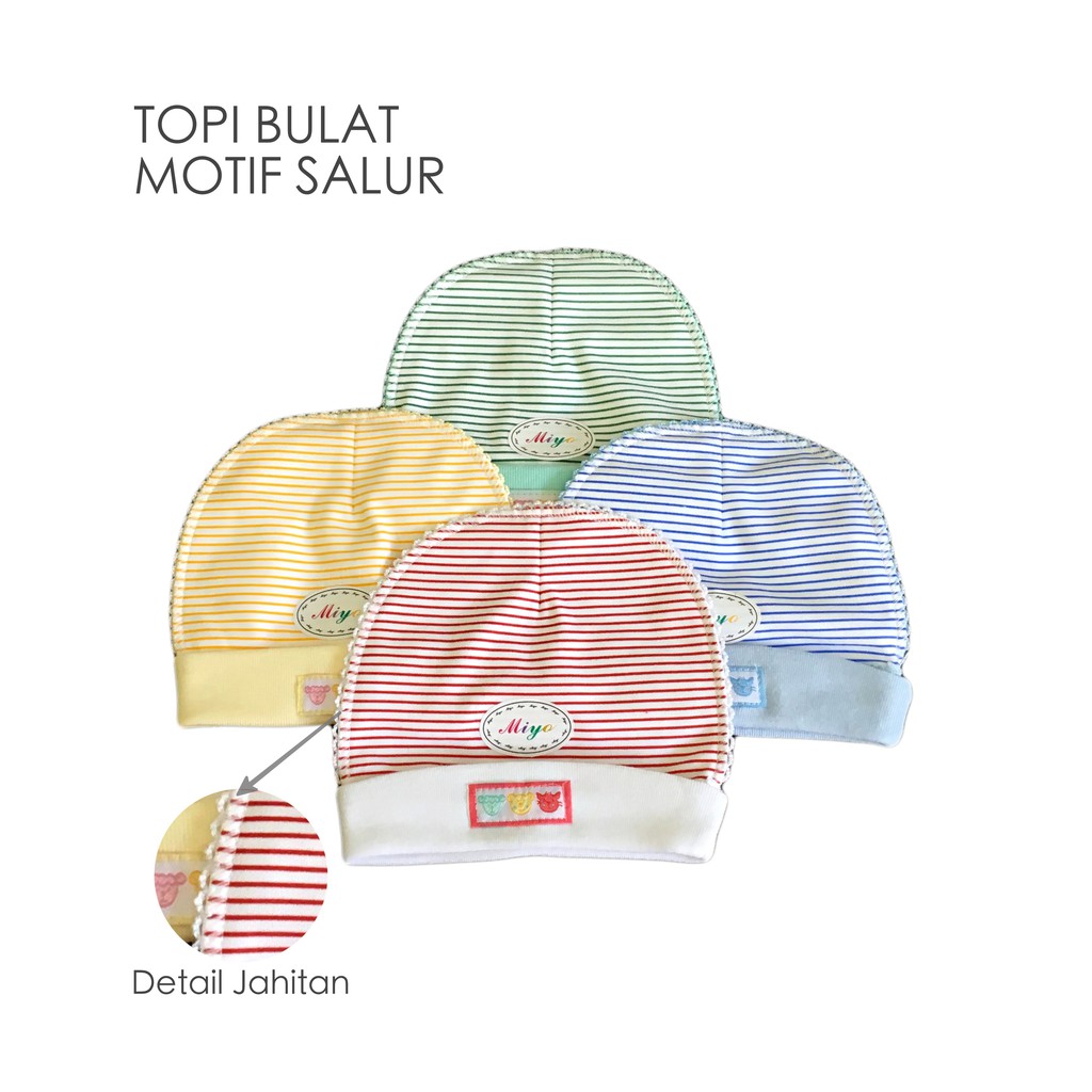 MIYO by libby Topi Segiempat Bayi Baby GARIS SALUR Newborn (0-3M)