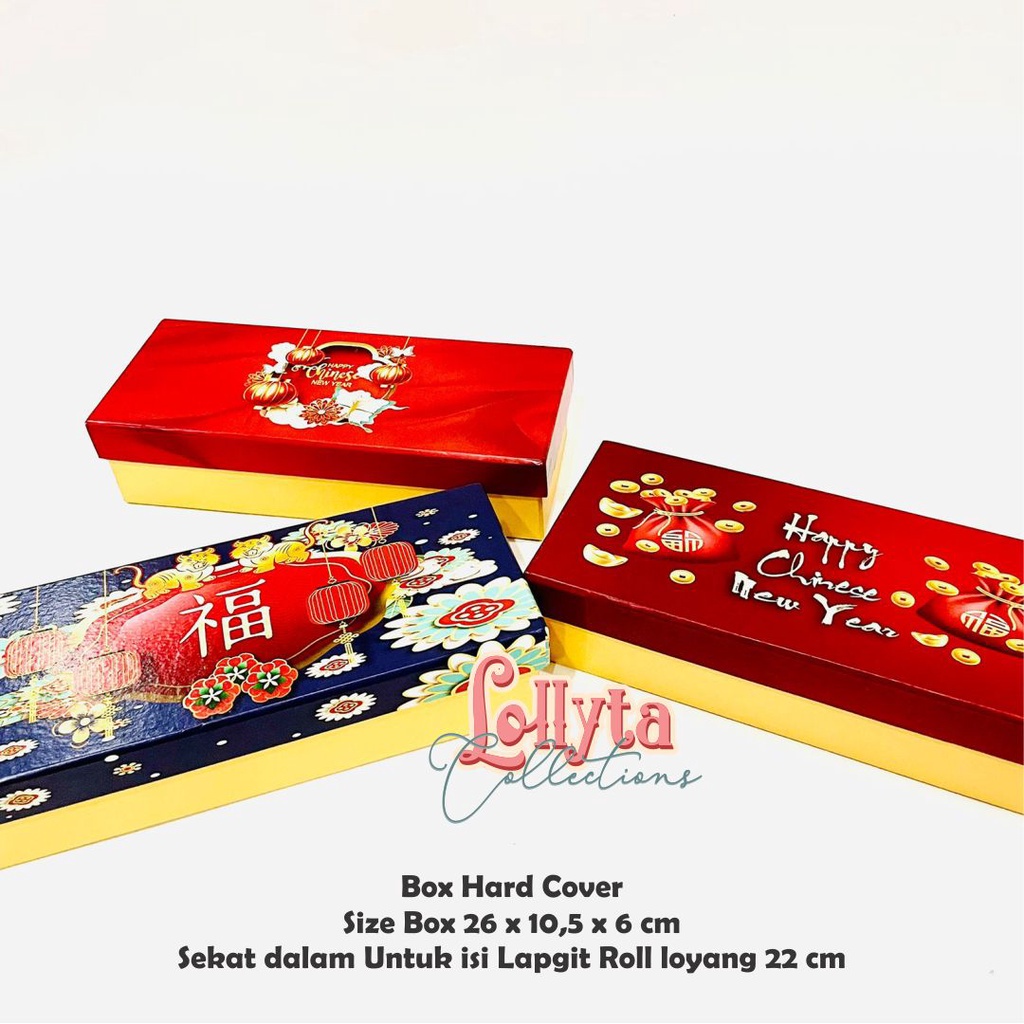 

Box Hard Cover CNY / Imlek Lapgit Gulung Loyang 22 cm