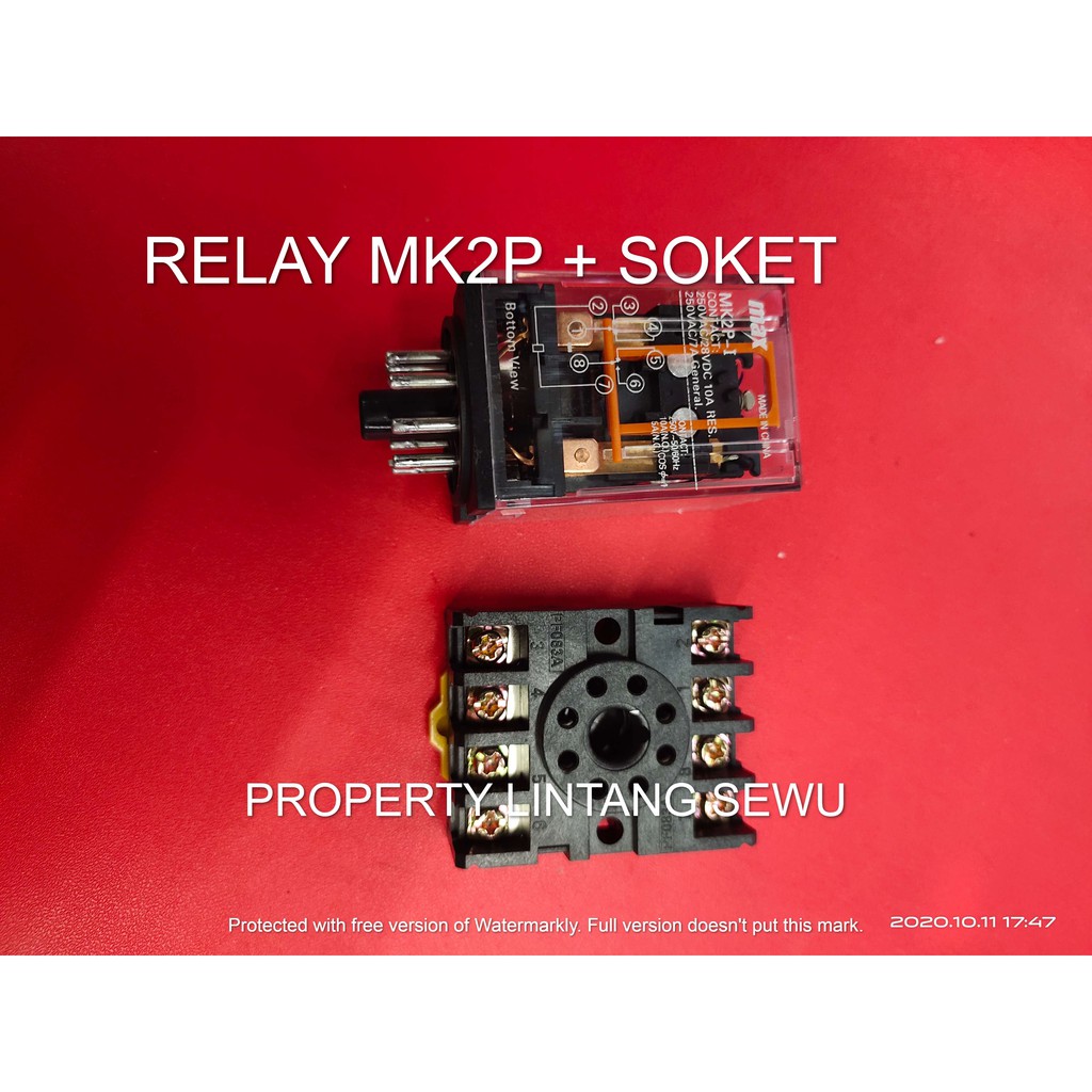 RELAY MK2P 220V AC 8 PIN PLUS SOKET SOCKET