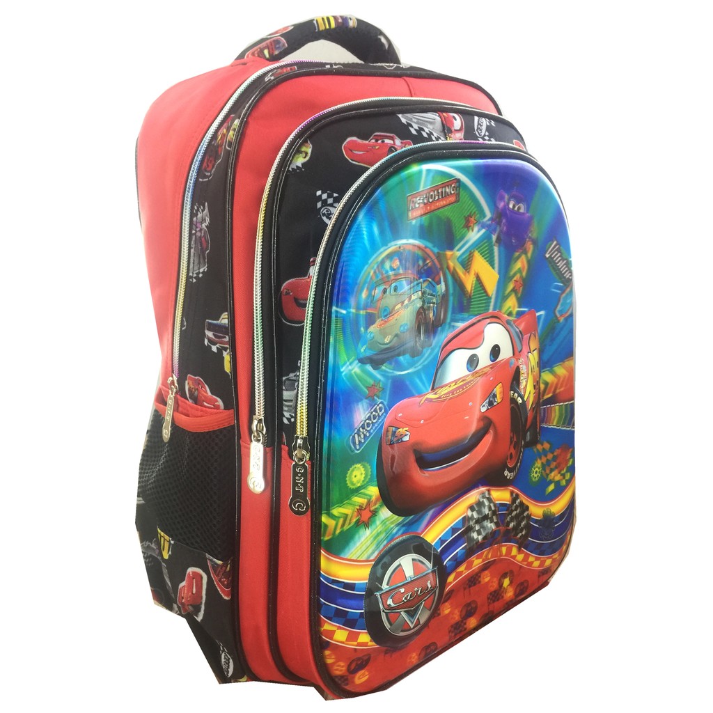 Tas Ransel Sekolah Anak SD 5 Dimensi Gambar Rubah Rubah Cars Lightning McQueen 3 Kantung IMPORT S