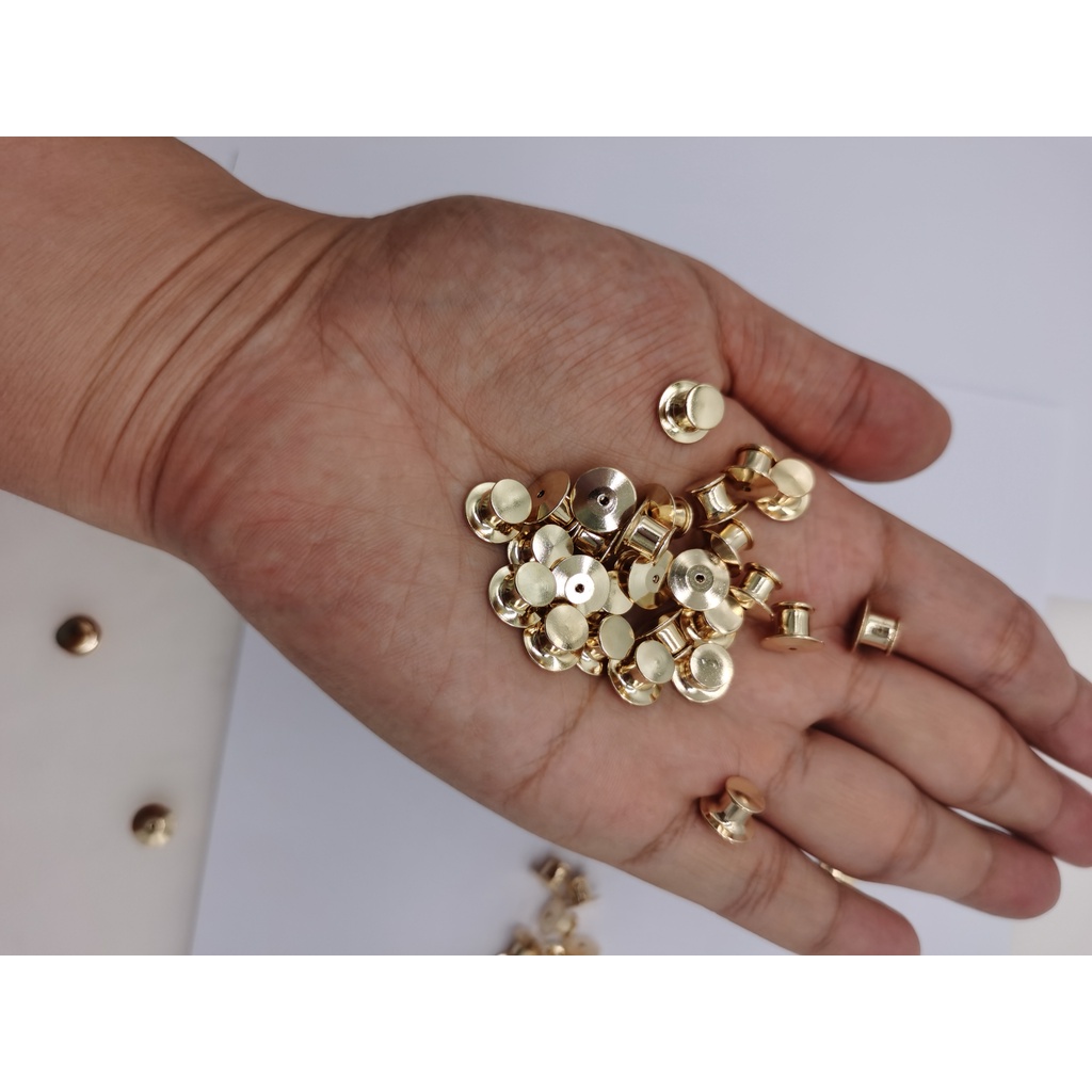 Kancing Knop Gold Manset 8mm Ring Snap Pengaman Paku Pin Jambu Image 3