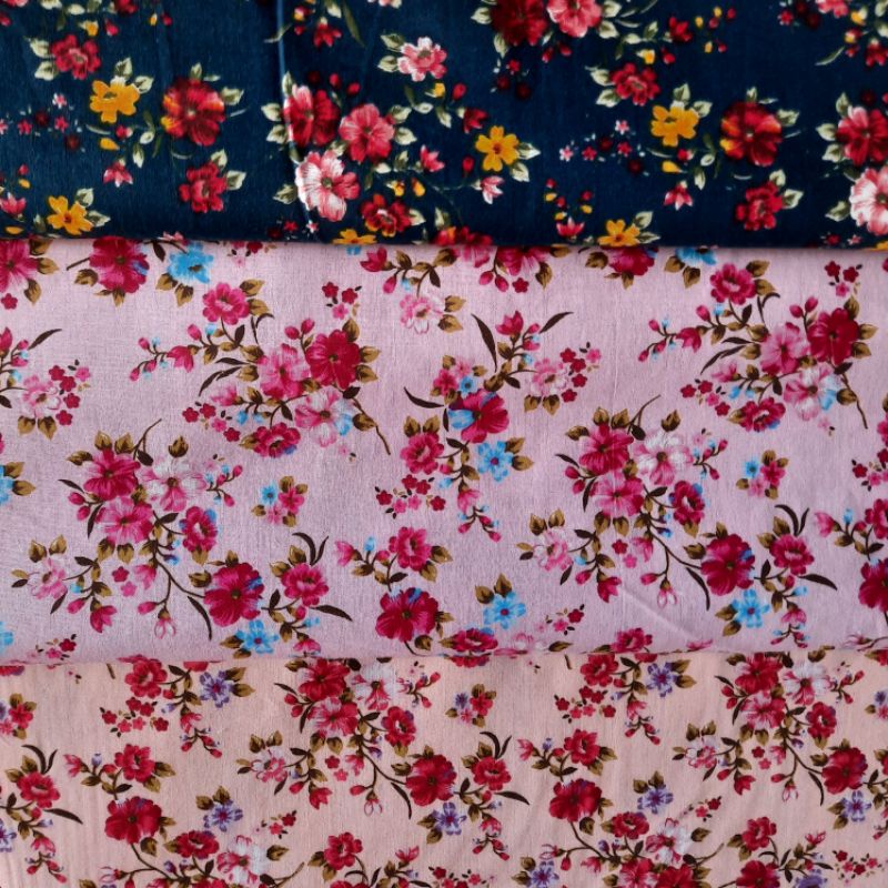 Kain Katun Reaktif Perca Motif Bunga