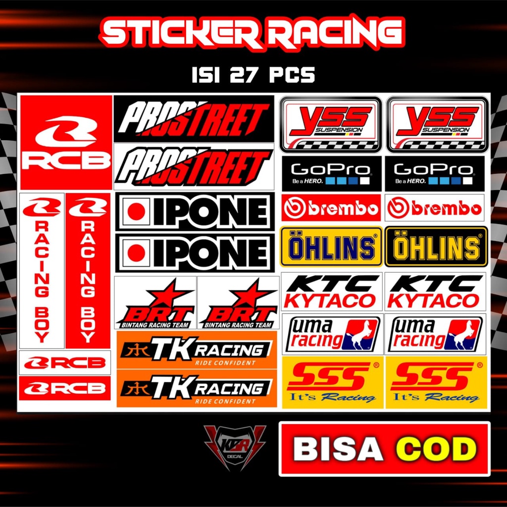 Stiker Racing 1 pack isi 25 27 32 Stiker Sponsor Stiker Helm Stiker Motor Sticker Motor