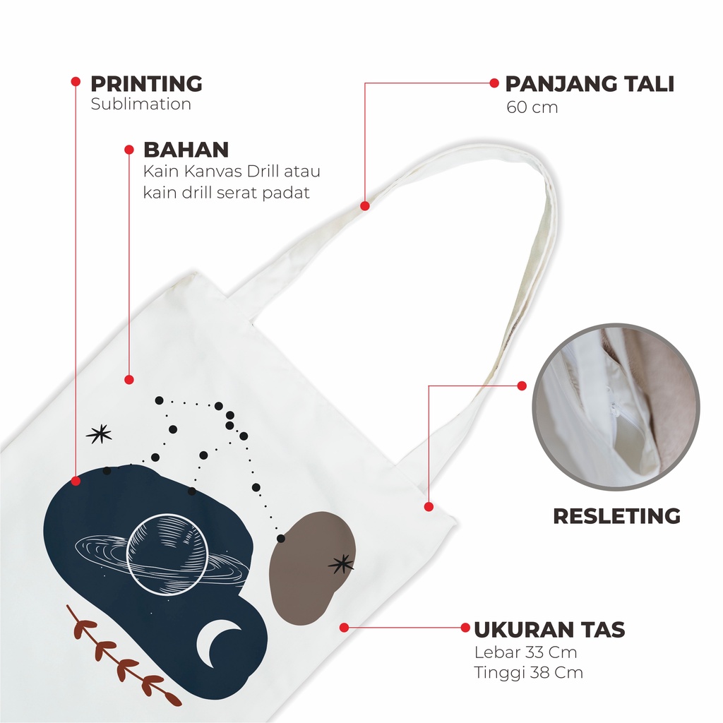 Sevine Tote Bag Drill Resleting Kuliah Sekolah Tas Wanita Fashion Cewek Totebag Laptop Nordic - WRS