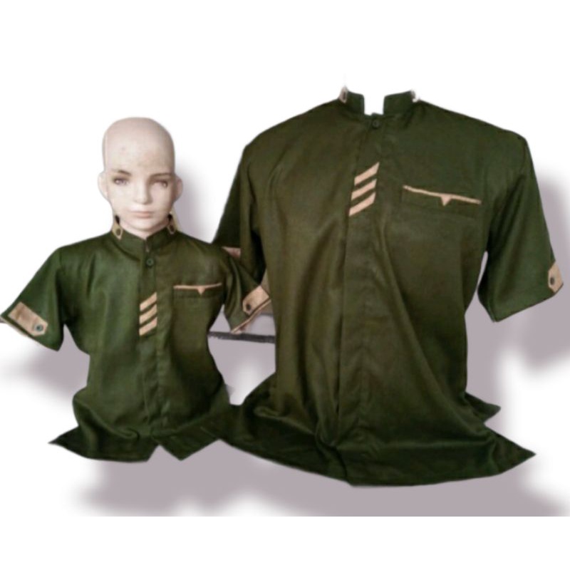 Jual Baju koko anak laki koko couple ayah anak muslim warna army lengan