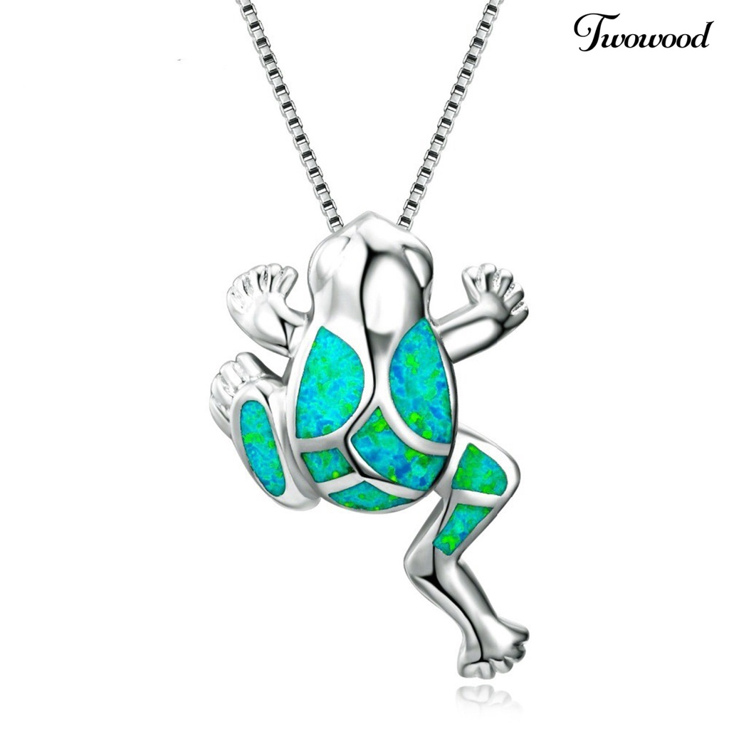 Twowood Women Necklace Frog Faux Gem Jewelry Lightweight All Match Long Lasting Pendant Necklace for Party