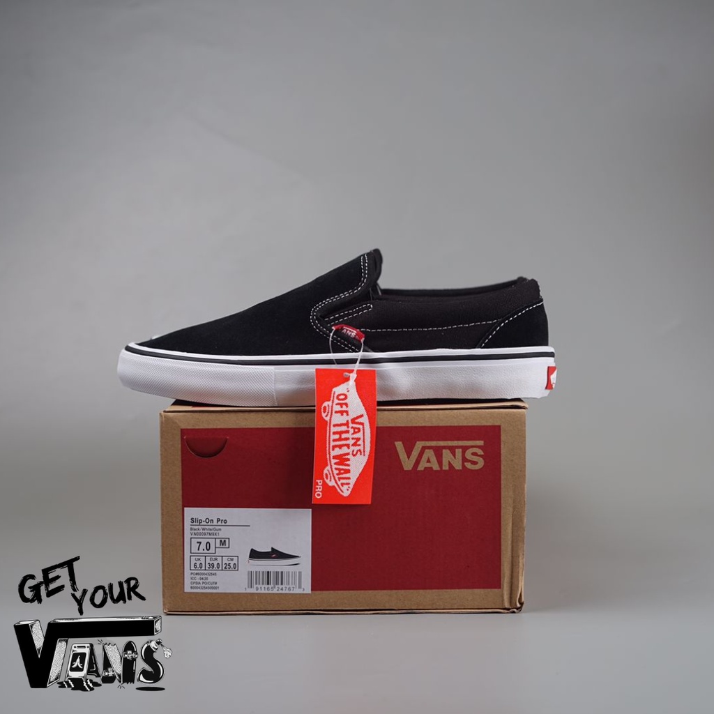 vans slip-On Pro Black white Ss20 Popcush Original 100%