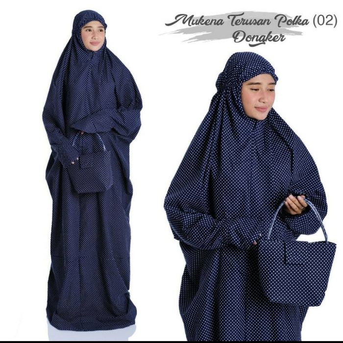 TERLARIS MUKENA LANGSUNG POLKADOT DONGKER / MUKENA TERUSAN POLKADOT / MUKENA