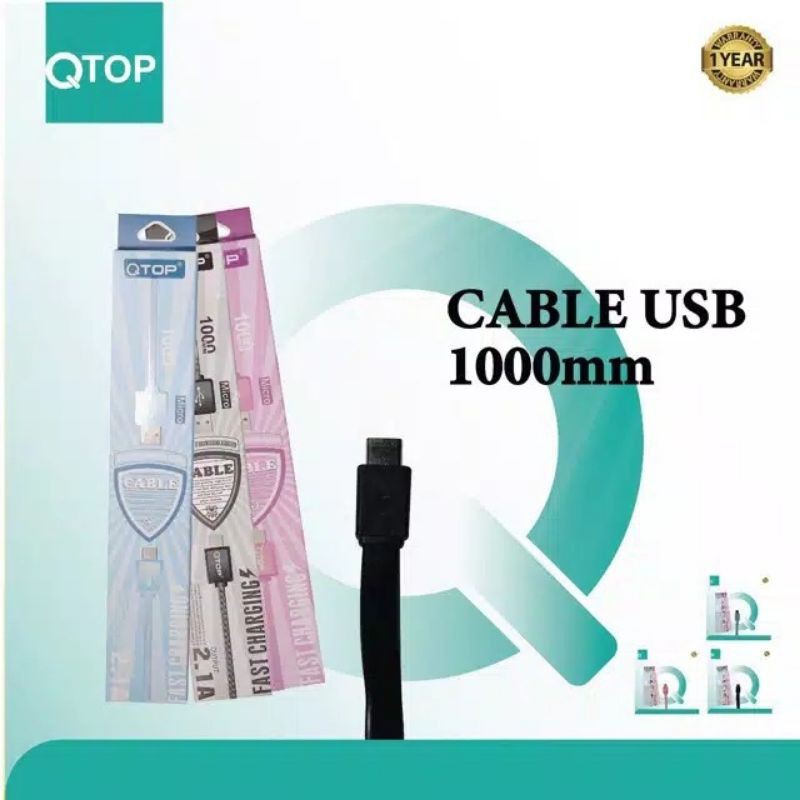 Kabel Data 100CM 2.1A Micro USB Qtop Fast Charging ORI Cable Usb